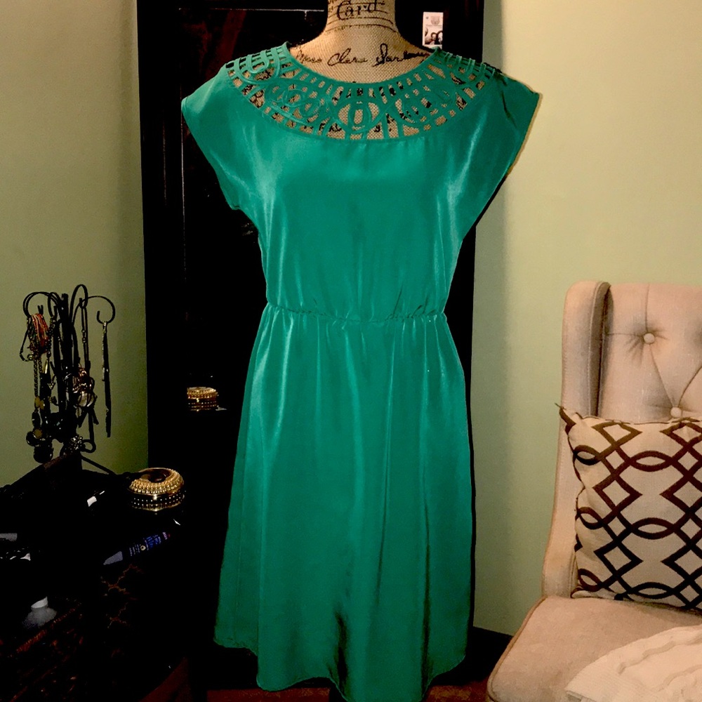 Emerald Green Dress with Detailed Neck Cutouts